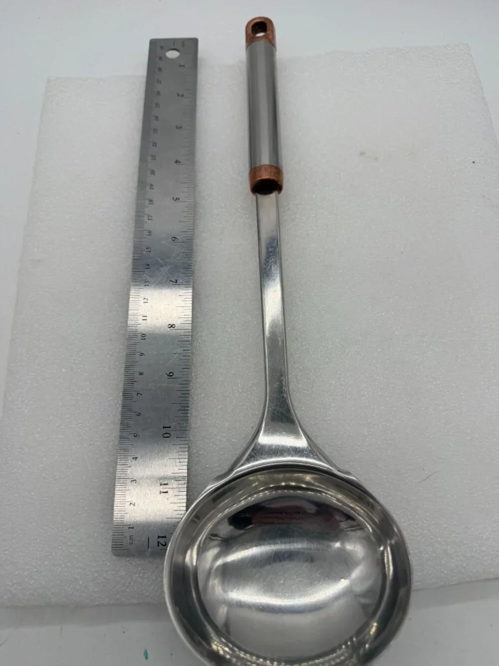 INOX Stainless Steel Serving Spoon Ladle with Copper Accents